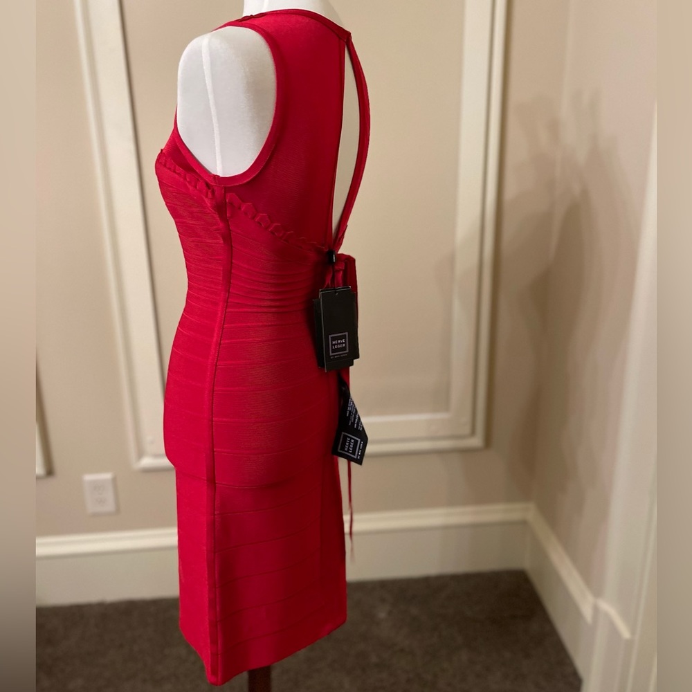 Herve Leger by Max Azria red valentine bodycon dress - Picture 6 of 14
